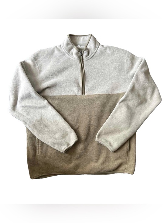 Uniqlo Other - Uniqlo Two-Tone Half-Zip Fleece Pullover - Cream & Tan